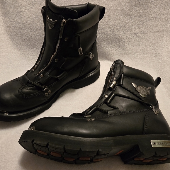 Harley-Davidson Brake Light Mens Black Motorcycle Boots D91680 Size 12 - Picture 2 of 10